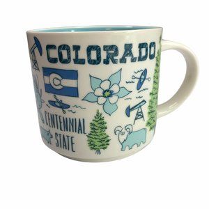 Starbucks City Ceramic Coffee Mug 14 oz Been There COLORADO State Blue Floral